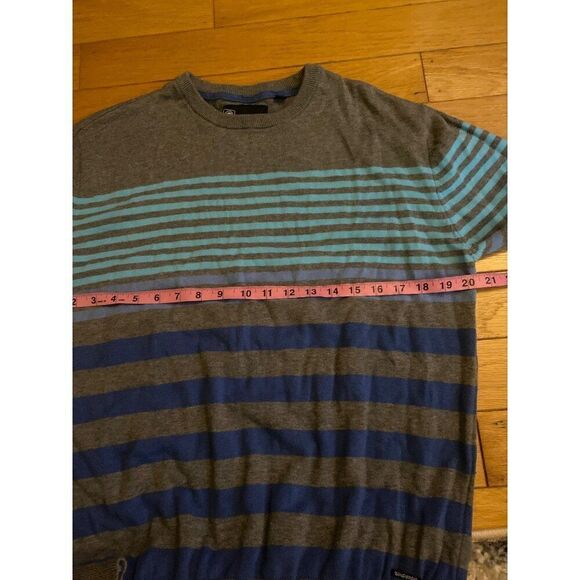 Ocean Current Men's grey striped cotton casual crew neck sweater size large - Picture 4 of 8